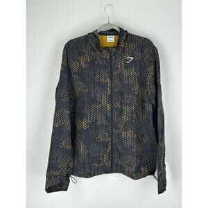 Gymshark Sport Windbreaker Jacket Mens Large Turmeric Yellow A2A7I New Black